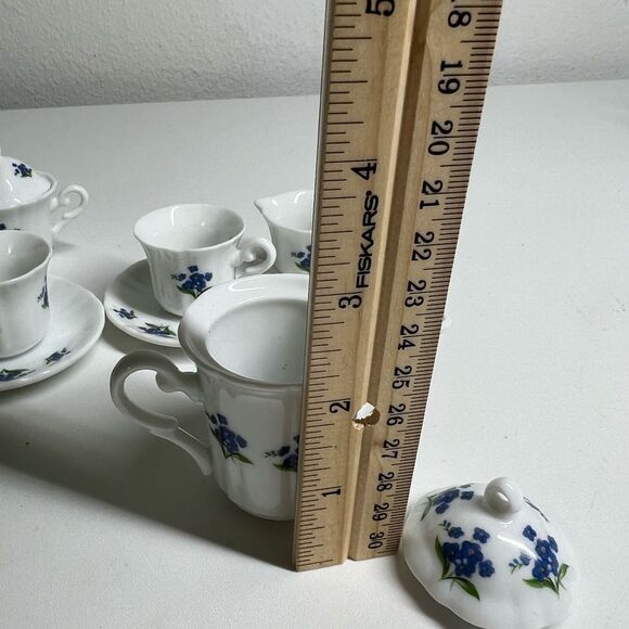 Home Decoration Mini Porcelain Tea Set Blue Vintage - Picture 7 of 9